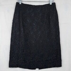 Neiman Marcus Exclusive Black Lace Silk‎ Blend Pencil Skirt Career Cocktail 12